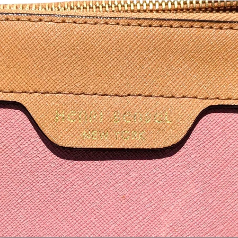 Henri Bendel West 57th Satchel Pink Canvas & Leather Tote Bag - Picture 3 of 10